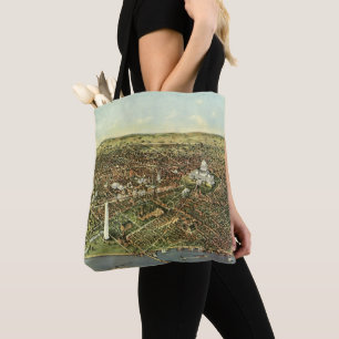 Bolsa Tote Mapa antigo com uma Visão Panorâmica de Washington