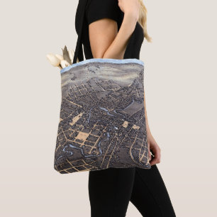 Bolsa Tote Mapa Antigo de San Antonio, Texas, Vista Aérea, 18