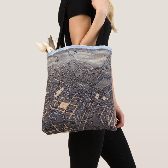 Bolsa Tote Mapa Antigo de San Antonio, Texas, Vista Aérea, 18 (Close Up)
