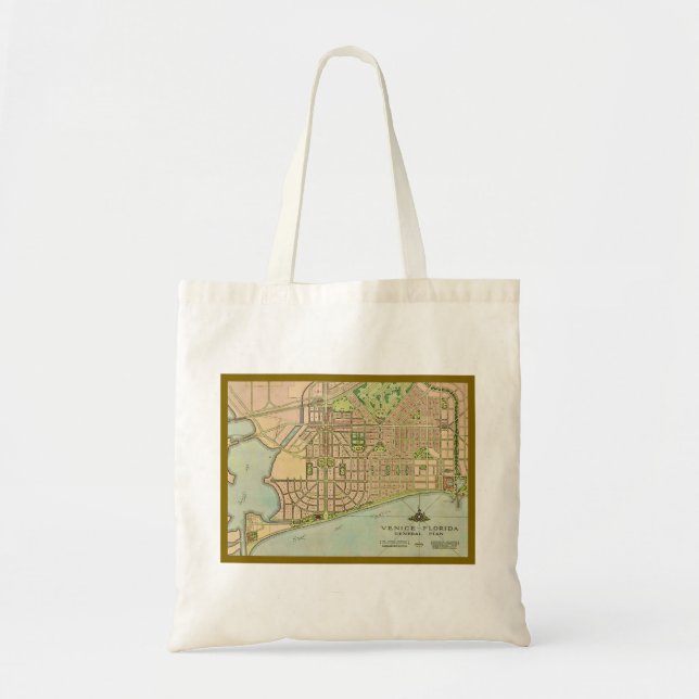 Bolsa Tote Mapa Antigo de Venice Flórida (Frente)