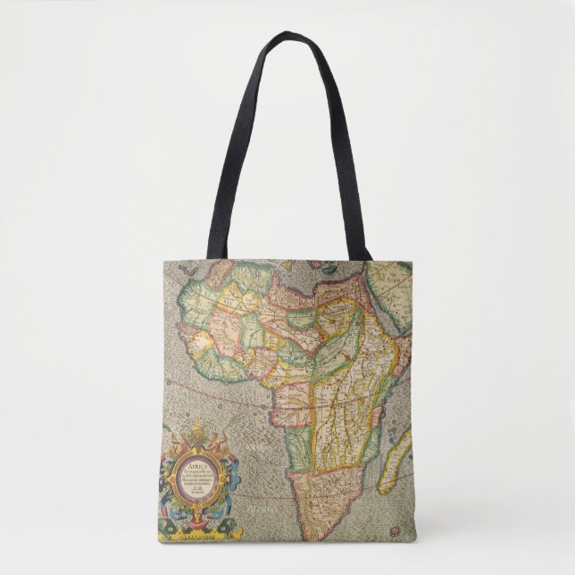 Bolsa Tote Mapa Antigo do Mundo de Gerardus Mercator da Áfric (Frente)