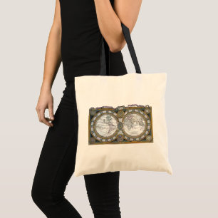 Bolsa Tote Mapa Antigo do Mundo por Claude Auguste Berey