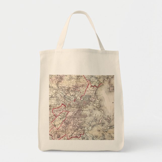 Bolsa Tote Mapa: Boston, 1883 (Frente)