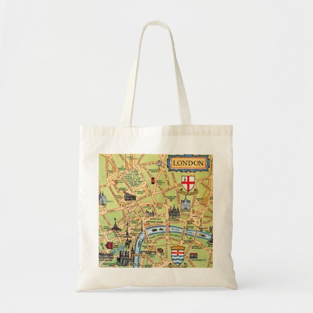 Bolsa Tote Mapa colorido ilustrado de Londres Inglaterra (Frente)