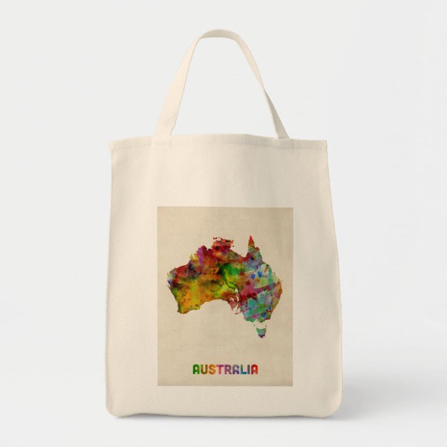 Bolsa Tote Mapa da aguarela de Austrália (Frente)