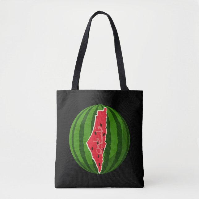 Bolsa Tote Mapa da Bandeira da Melancia Palestina. Palestinos (Frente)