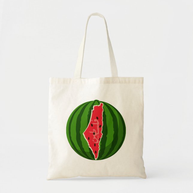 Bolsa Tote Mapa da Bandeira da Melancia Palestina. Palestinos (Frente)