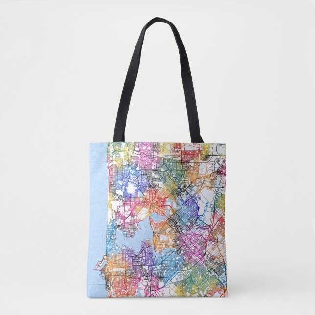 Bolsa Tote Mapa da Cidade da Austrália Perth (Frente)