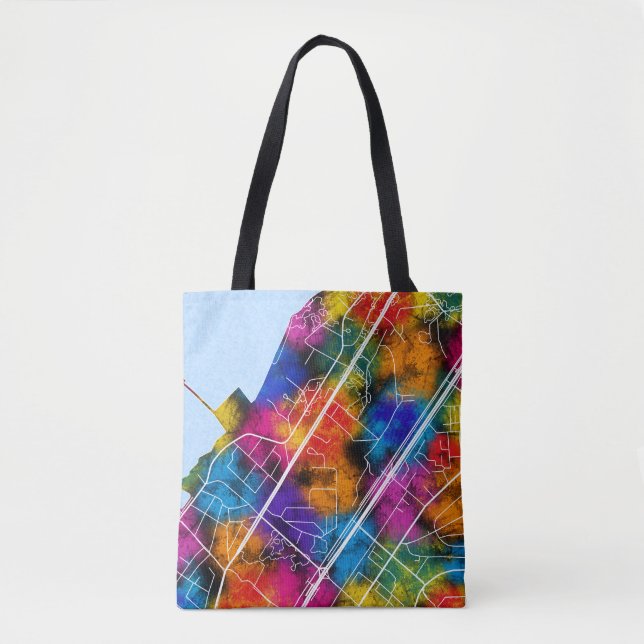 Bolsa Tote Mapa da Cidade de Camayenne Guiné (Frente)