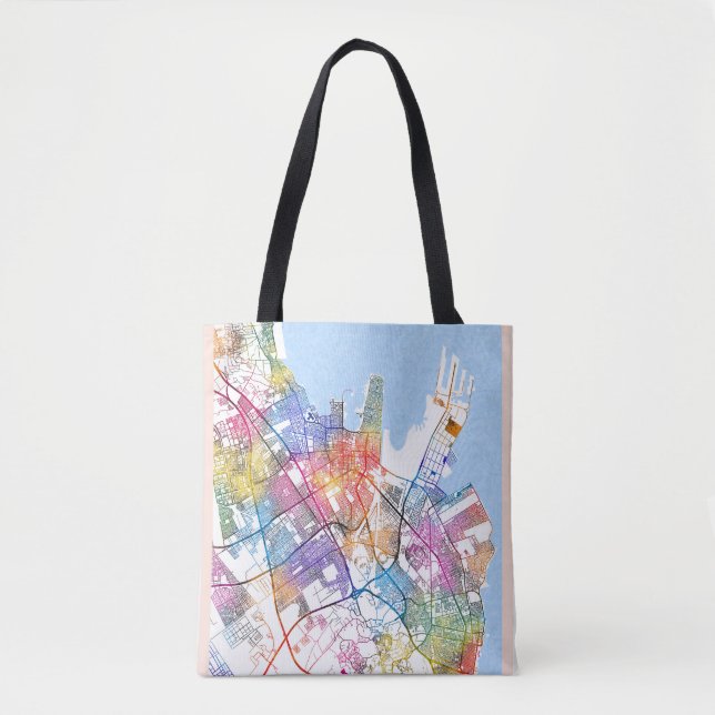 Bolsa Tote Mapa da Cidade de Dammam Arábia Saudita (Frente)