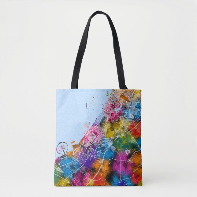 Bolsa Tote Mapa da Cidade de Dubai EAU (Frente)
