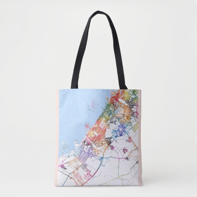 Bolsa Tote Mapa da Cidade de Dubai EAU (Frente)