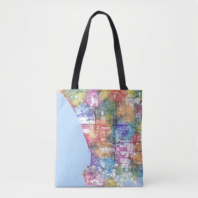 Bolsa Tote Mapa da Cidade de Los Angeles California (Frente)