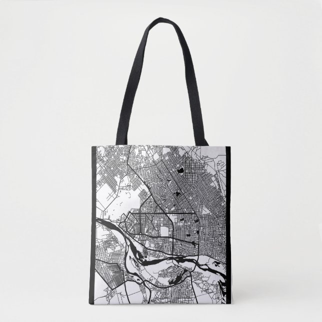 Bolsa Tote Mapa da Cidade de N'Djamena Chade (Frente)