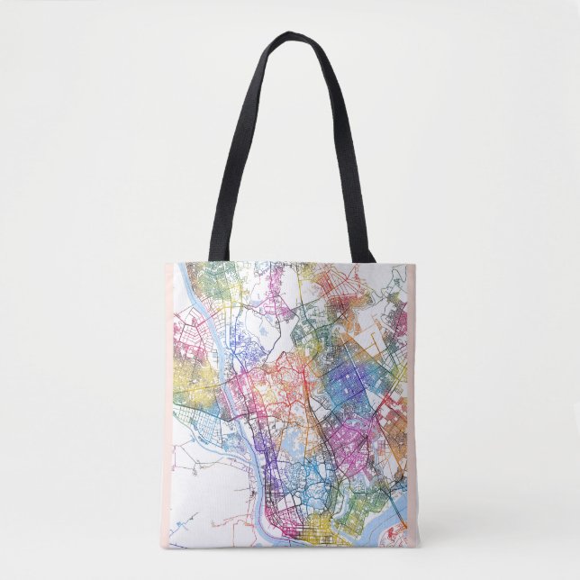 Bolsa Tote Mapa da cidade de Rangum (Frente)