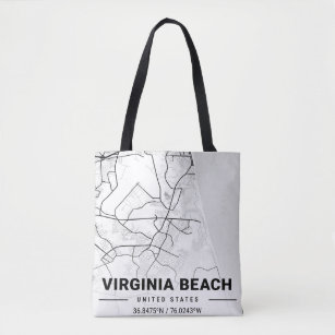 Bolsa Tote Mapa da Cidade Viagem da Virginia Beach USA
