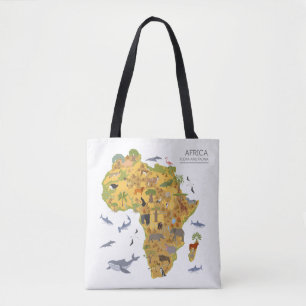 Bolsa Tote Mapa da flora & da fauna de África  