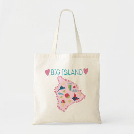 Bolsa Tote Mapa da Grande Ilha do Havaí Ilustração Fofa em Pa