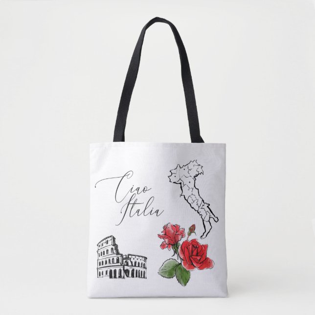 Bolsa Tote *~* Mapa da língua italiana do Ciao Italia (Frente)