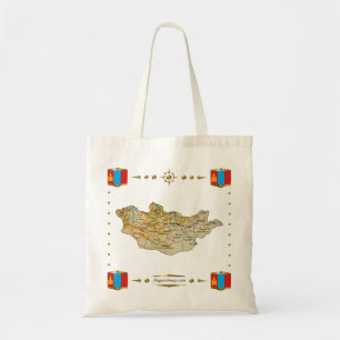 Bolsa Tote Mapa da Mongólia + Saco dos Sinalizadores