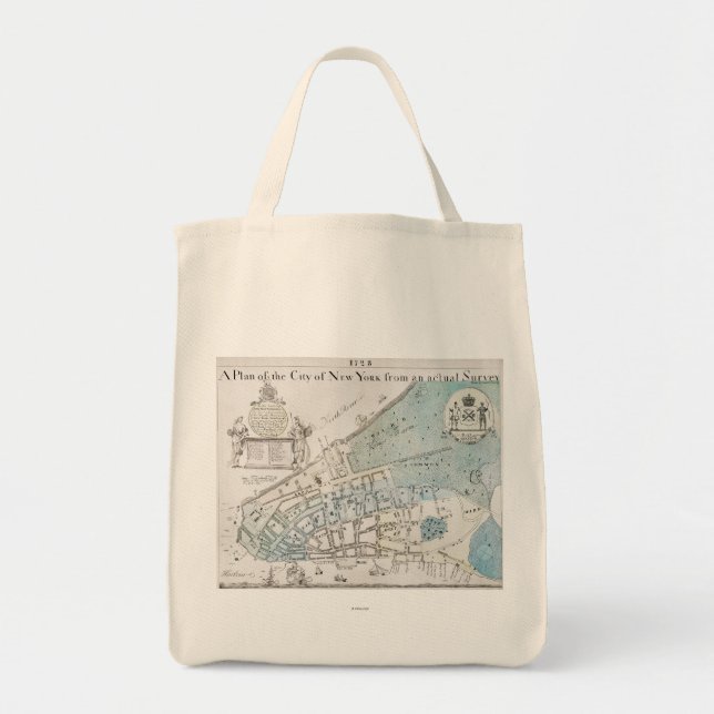 Bolsa Tote Mapa da Nova Iorque, 1728 (Frente)