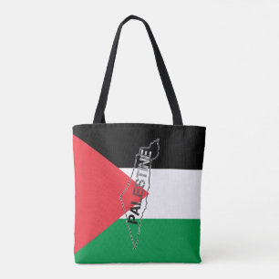 Bolsa Tote Mapa da Palestina Livre sobre a Bandeira da Palest