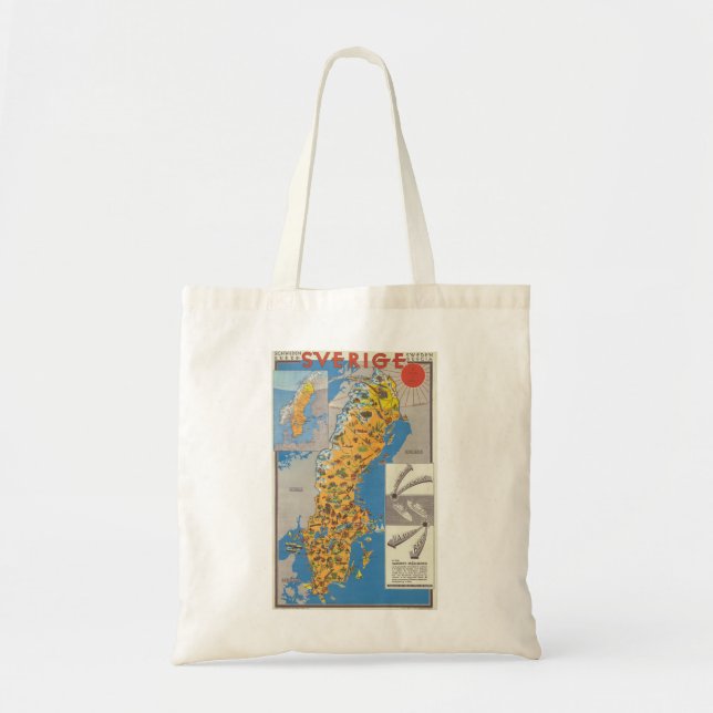 Bolsa Tote Mapa da Suécia (Frente)