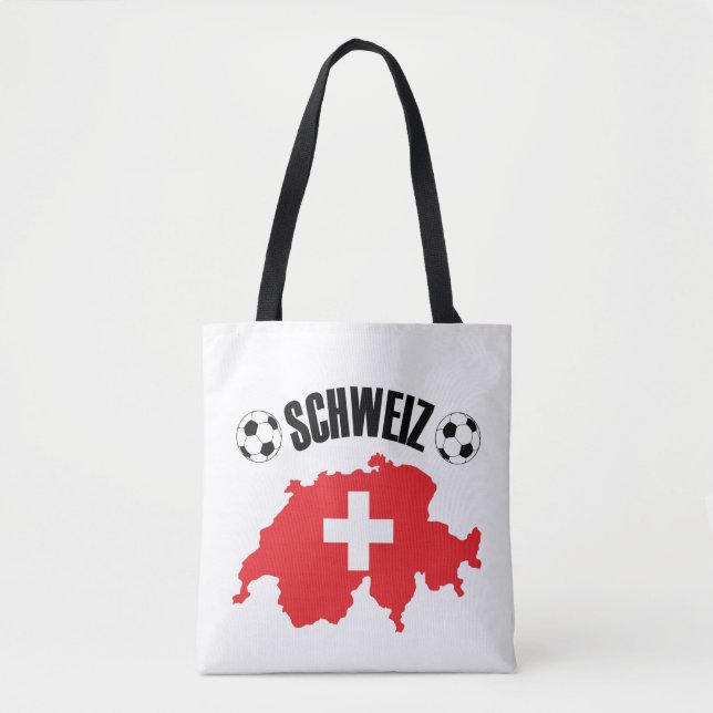 Bolsa Tote Mapa da Suiça do Futebol Schweiz (Frente)