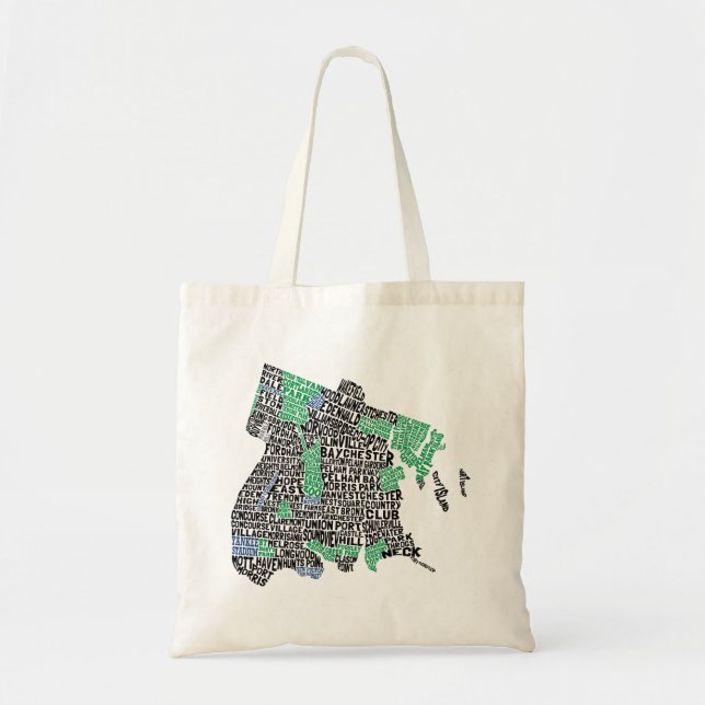 Bolsa Tote Mapa da tipografia da Nova Iorque de Bronx (Frente)