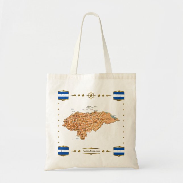 Bolsa Tote Mapa das Honduras + Faixa de Sinalizadores (Frente)