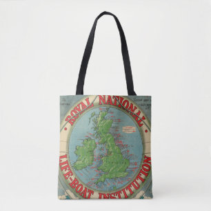 Bolsa Tote Mapa das ilhas britânicas - carta do barco