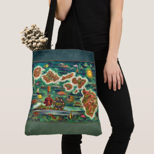Bolsa Tote Mapa das Ilhas Havaianas