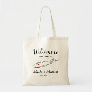 Bolsa Tote Mapa das Ilhas Longas - Boas-vindas ao Casamento M