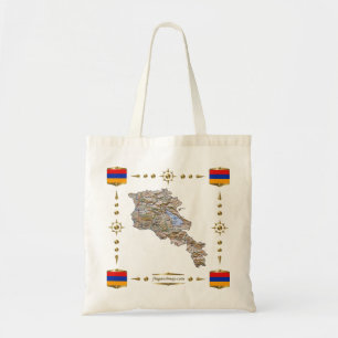 Bolsa Tote Mapa de Arménia + Saco das bandeiras