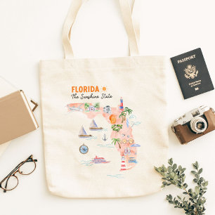 Bolsa Tote Mapa de arte do estado da Califórnia em aquarela