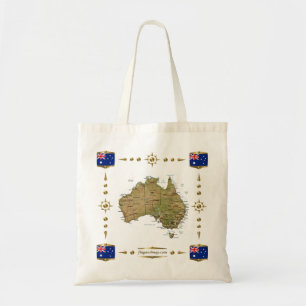 Bolsa Tote Mapa de Austrália + Saco das bandeiras