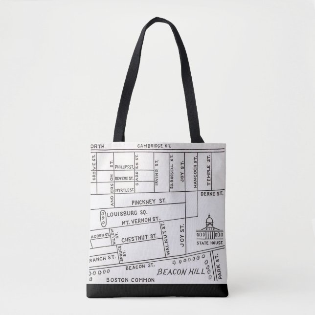 Bolsa Tote Mapa de Beacon Hill de Boston  (Frente)