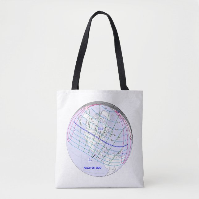 Bolsa Tote Mapa de Caminho do Eclipse Solar Total 2017 (Frente)