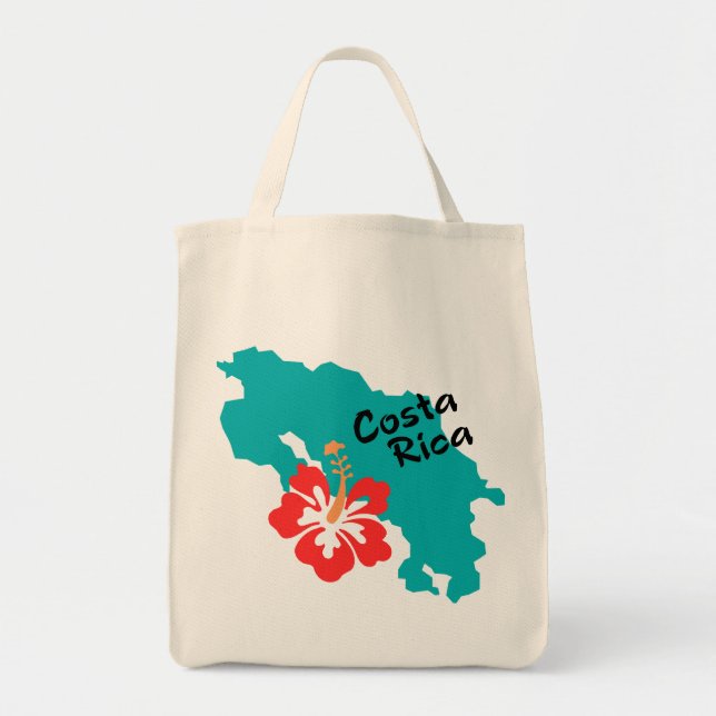 Bolsa Tote Mapa de Costa Rica com hibiscus (Frente)