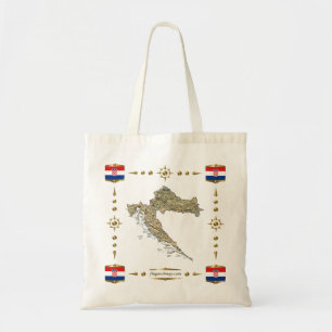 Bolsa Tote Mapa de Croatia + Saco das bandeiras