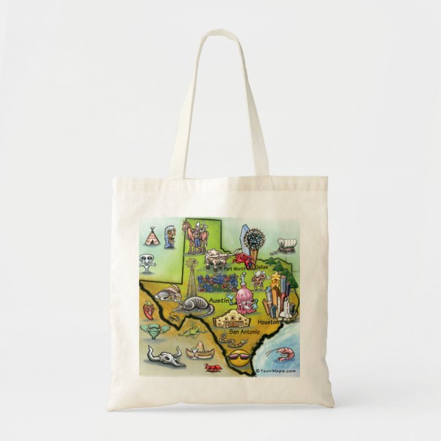 Bolsa Tote mapa de desenhos do Texas (Frente)