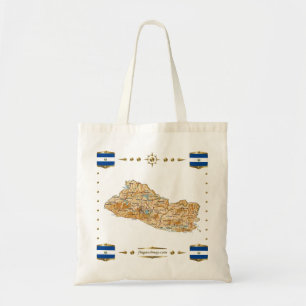 Bolsa Tote Mapa de El Salvador + Bandeiras