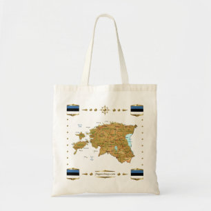 Bolsa Tote Mapa de Estónia + Saco das bandeiras