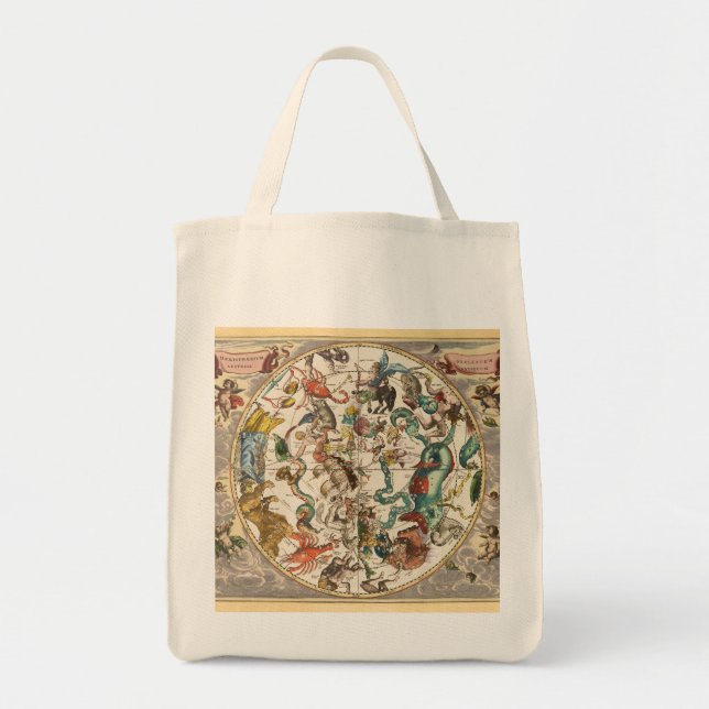 Bolsa Tote Mapa de Estrelas do Céu Celestial Zodiac (Frente)