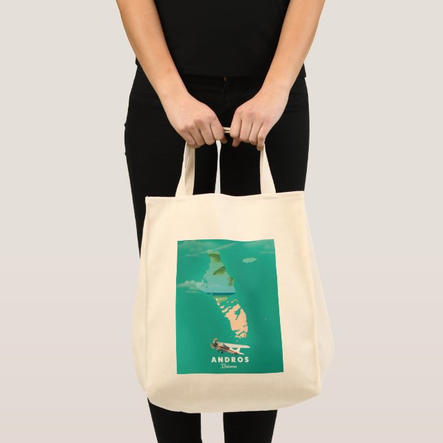 Bolsa Tote Mapa de férias de Andros Bahamas. (Frente (produto))