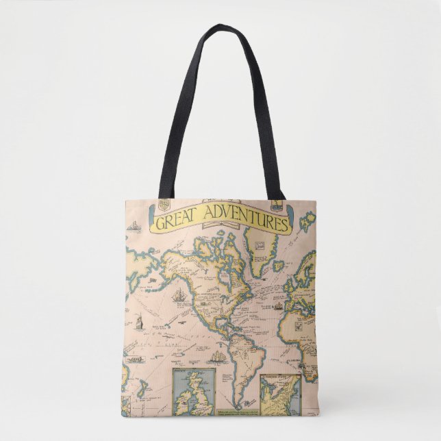 Bolsa Tote Mapa de grandes aventuras (Frente)