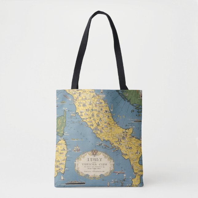 Bolsa Tote Mapa de Italia com Cidade do Vaticano (Frente)