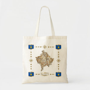 Bolsa Tote Mapa de Kosovo + Saco das bandeiras