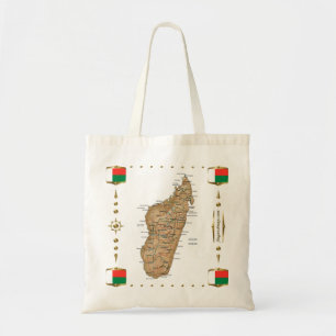 Bolsa Tote Mapa de Madagascar + Saco das bandeiras