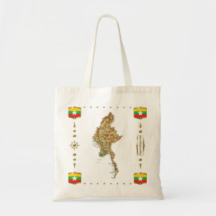 Bolsa Tote Mapa de Mianmar + Saco de Sinalizadores